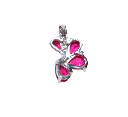 Sterling Silver Solid 925 Pendant Pink Ruby Zirco… - image 4