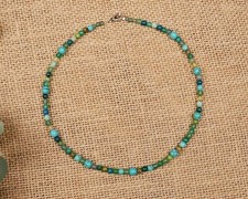 Green Beaded Necklace, Turquoise Necklace, Boho Chic Style, Boho Necklace