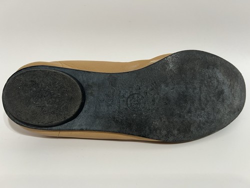 Vtg Chanel Beige Leather Ballet Flat Shoes 36.5 - Picture 9 of 16