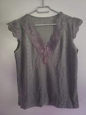 Damen Spitzenshirt Spitzentop Shirt Top kurza...