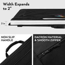 Light Weight Art Portfolio Bag, 24X36 Black Art Canvas Portfolio Case with De...