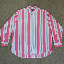 Wrangler Cowboy Cut Shirt Mens 17.5 35 Pink Blue Multi Striped VTG X-Long Tails