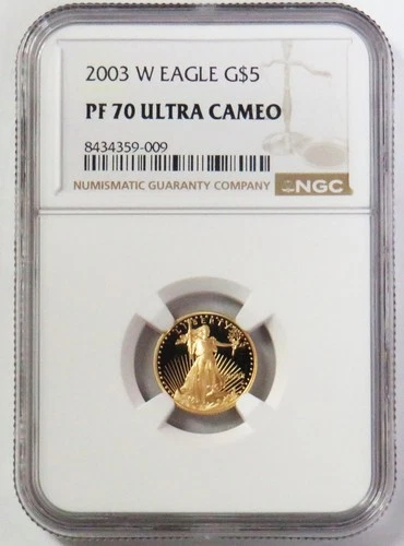 2003 W GOLD $5 PROOF AMERICAN EAGLE 1/10oz NGC PF 70 UC