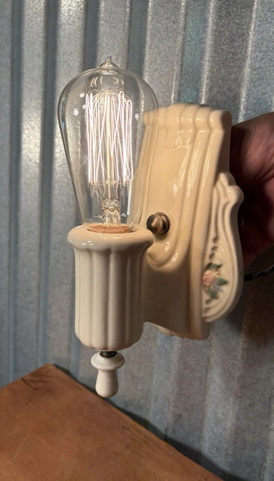 Старинный винтажный фарфоровый настенный бра с цветочным рисунком светильник фарфор? - Изображение 3 из 4