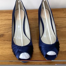 London Paradox Satin Granatowe UK 7 (40) Ślubne wieczorowe buty sądowe Peep Toe NOWE   
