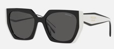 Prada PR 15WS Oversize Square Authentic Sunglasses Women Black White Frame UV400