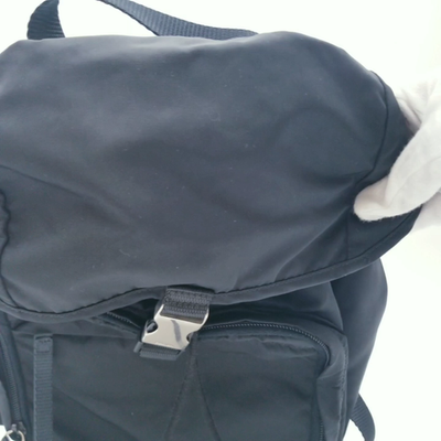 Prada Triangle Logo Drawstring Backpack Tessuto Prada Tessuto Re-Nylon Backpack Day Bag Black Leather  main image 2