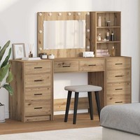 Vidaxl Schminktisch Mit Schubladen 3 Pcs Artisan-Eiche Holzwerkstoff Neu