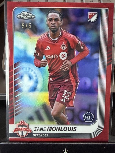2025 Topps Chrome MLS Zane Monlouis RC #19 Red Refractor /5 Toronto FC