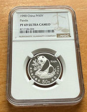 China 1990 Platinum 1/2 oz 50 Yuan Panda NGC PF69UC 2611.16 per troy oz