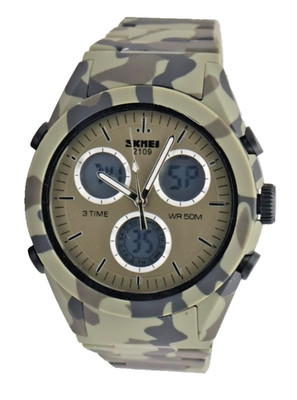 Sportliche Digital & Analog Herren 46 mm Uhr Armbanduhr Camouflage Tarnmuster