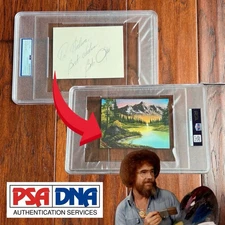 BOB ROSS * PSA * Autograph Mini LANDSCAPE PAINTING Print Signed *Joy Of Painting