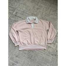 Abercrombie Kids Pullover Sweatshirt Pink Rugby Collar Thumb Hole Size 13/14
