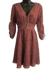 MADEWELL Tie Sleeve V-Neck Mini Dress Sz 4 Paisley Floral Rusted Red