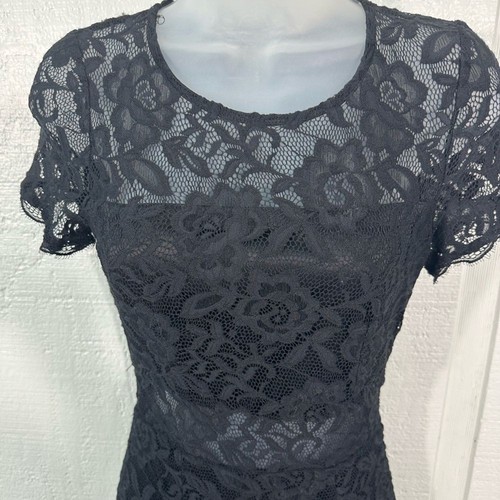 NSR Black Lace Overlay Dress with Peekaboo Waist Size XS NWT - Picture 12 of 16