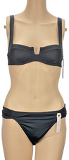 VICTORIA'S SECRET SWIM SUIT SET BIKINI TOP 36C BIKINI BOTTOM LARGE BLACK NWT