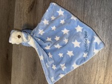 Mothercare Blue Bedtime Bear soft toy plush Rattle Comforter Soother Hug Toy 