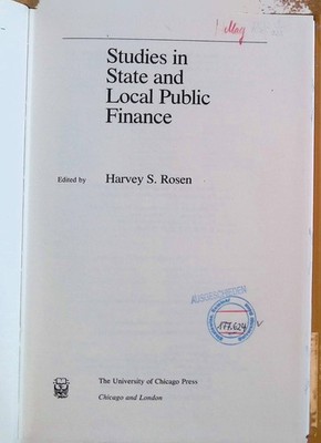 Studies in State and Local Public Finance National Bureau of Economic Research C