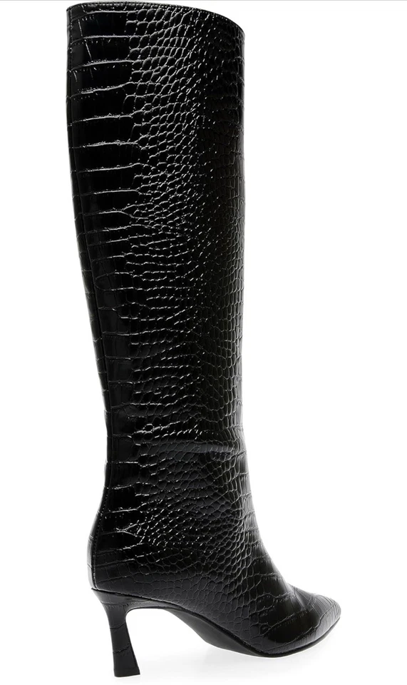 (NEW) Steve Madden Lavan Women Knee High Boots Black Leather US Size 6.5 Medium - Image 4 of 4