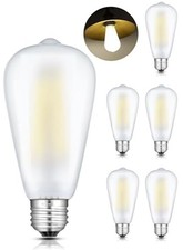 6W Dimmable ST64 LED Edison Bulbs, E26 4200K Daylight White, 6 Pack