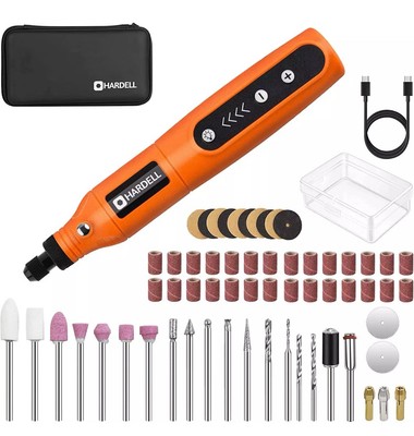 Akku Mini Rotationswerkzeug Kit 5 Geschwindigkeiten Bildschirm 61 Zubehör zum Schneiden