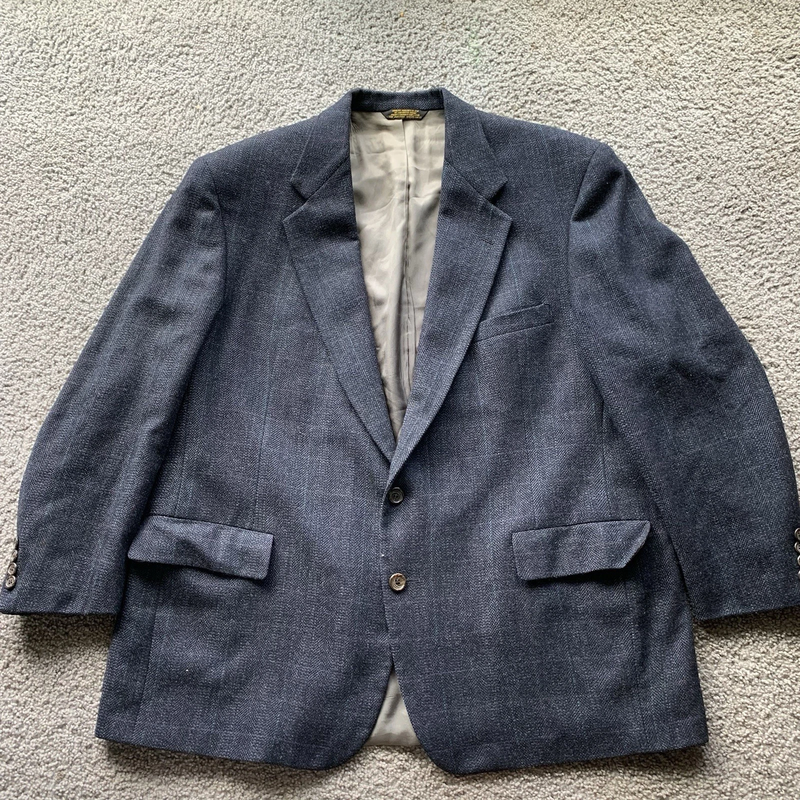 Aaron Wade 100% Pure Wool Blazer Sport Coat Jacket Navy Check 2-Button Sz 50 R
