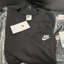 New Nike Mens Club Fleece Crewneck Sweatshirt Pullover Medium Black CJ1614-010