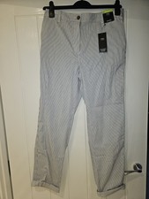 BRAND NEW Marks And Spencer Cotton Striped Chinos Size 12 RRP £29
