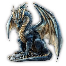 Blue Dragon Standing Guard Eyes Glowing Color Art Cut To Shape Vinyl Sticker Blue Dragon Standing Guard Eyes Glowing Color Art Cut To Shape Vinyl Sticker