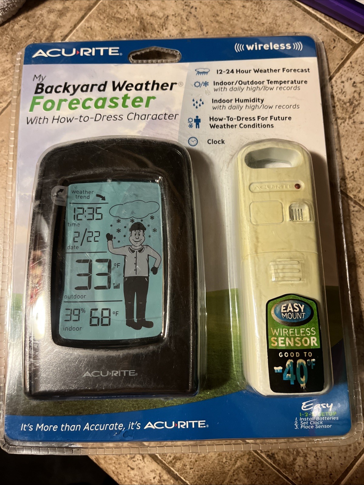 🔥 AcuRite Wireless Digital Weather Forecaster #00827 w/Wireless Sensor NEW