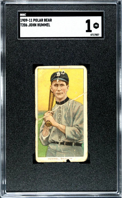 1909 T206 JOHN HUMMEL NNO POOR POLAR BEAR SGC 1 BASEBALL BROOKLYN SUPERBAS