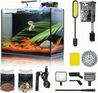 3 Gallon Aquarium Set Small Fish Tank Glass, Starter Kit with Heater Water Pump