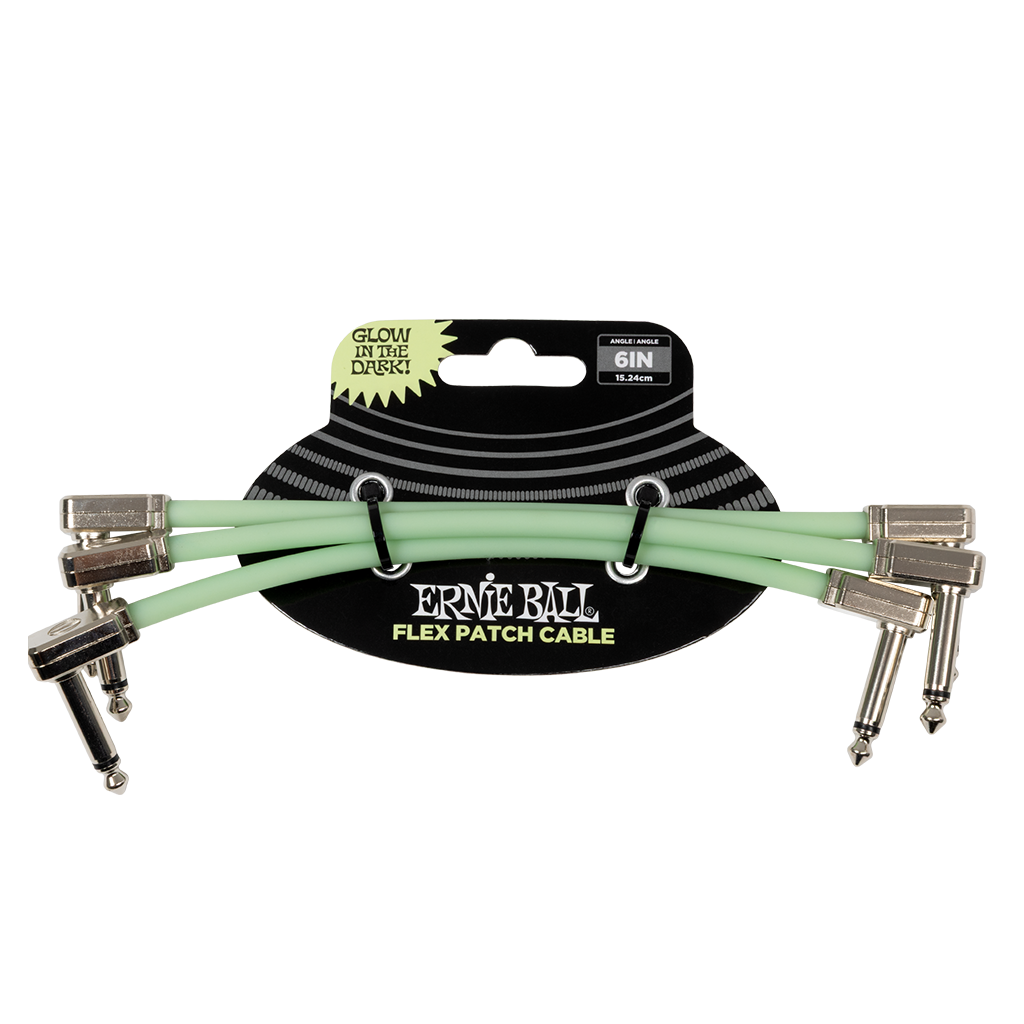 Guitar Patch Cable 6 Inch Ernie Ball Angle Glow In The Dark X3 Pack 100% Genuine