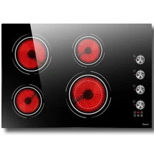 30 Inch Electric Cooktop 4 Burner - Built-in Ceramic Stove Top 6700W, 30" Rad...