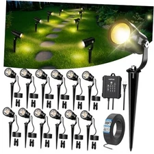  All-in-One 5W LED Landscape Lighting Kit, 2700K Low Voltage 12 Pack Warm White