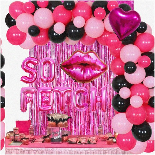 Glam Fiesta Party Kit: Hot Pink Lip Balloon, Heart F Balloon, Tinsel Curtain - P - Bild 1 von 7