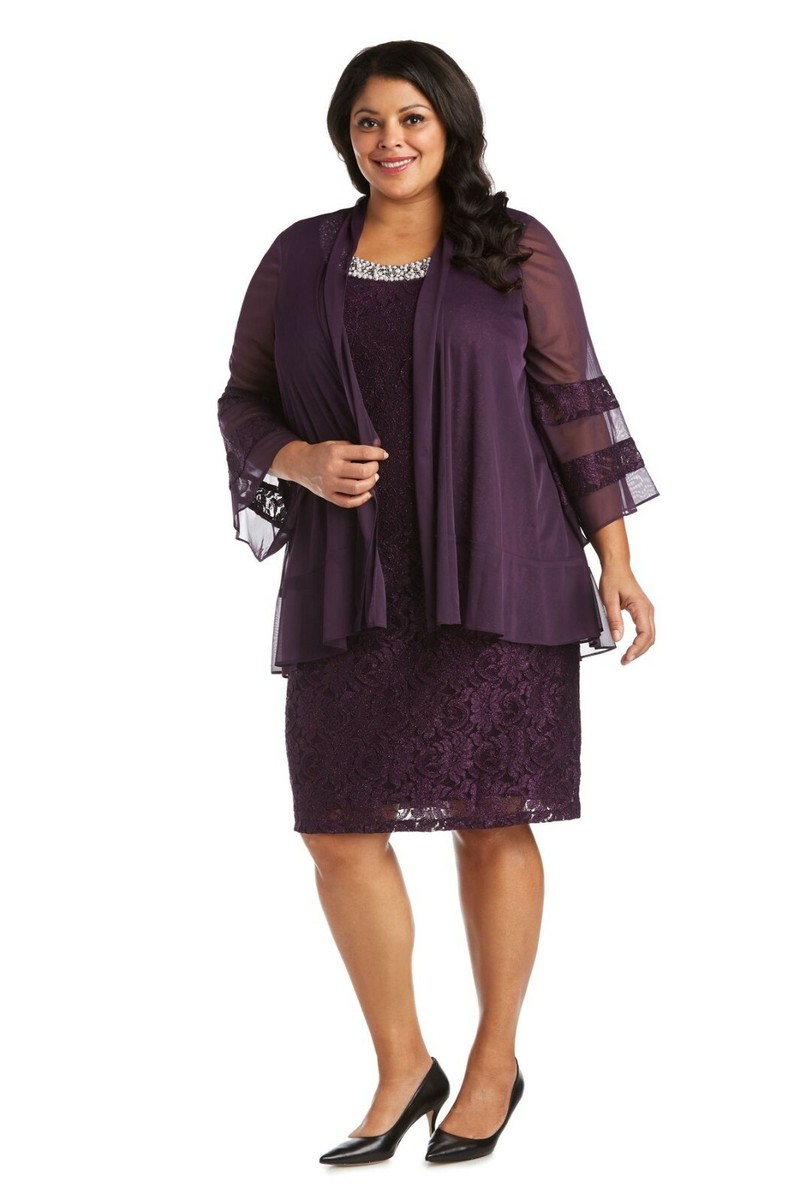 RM Richards Women's Bell Sleeve Chiffon Jacket Dress