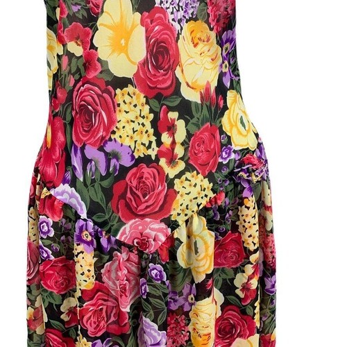 Faye Floral Slip Dress & Shrug/Cover Set Baskische Taille Halbtransparent 90er Vintage S - Bild 2 von 11