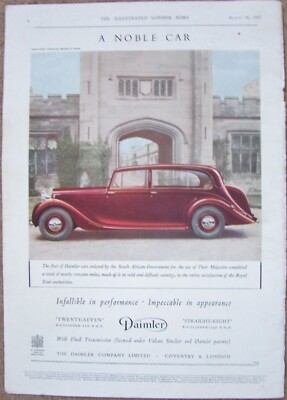 Einzelseite 14''x10''ad-''DAIMLER'' von 1947 wöchentlich (Rückseite-sm ad-Pan Am.W.Airways)