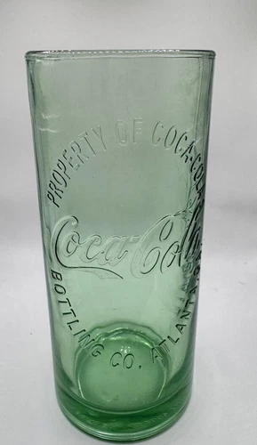 Vntg Property Of Coca Cola Bottling Atlanta Ga 16oz Heavy Green Glass Tumbler