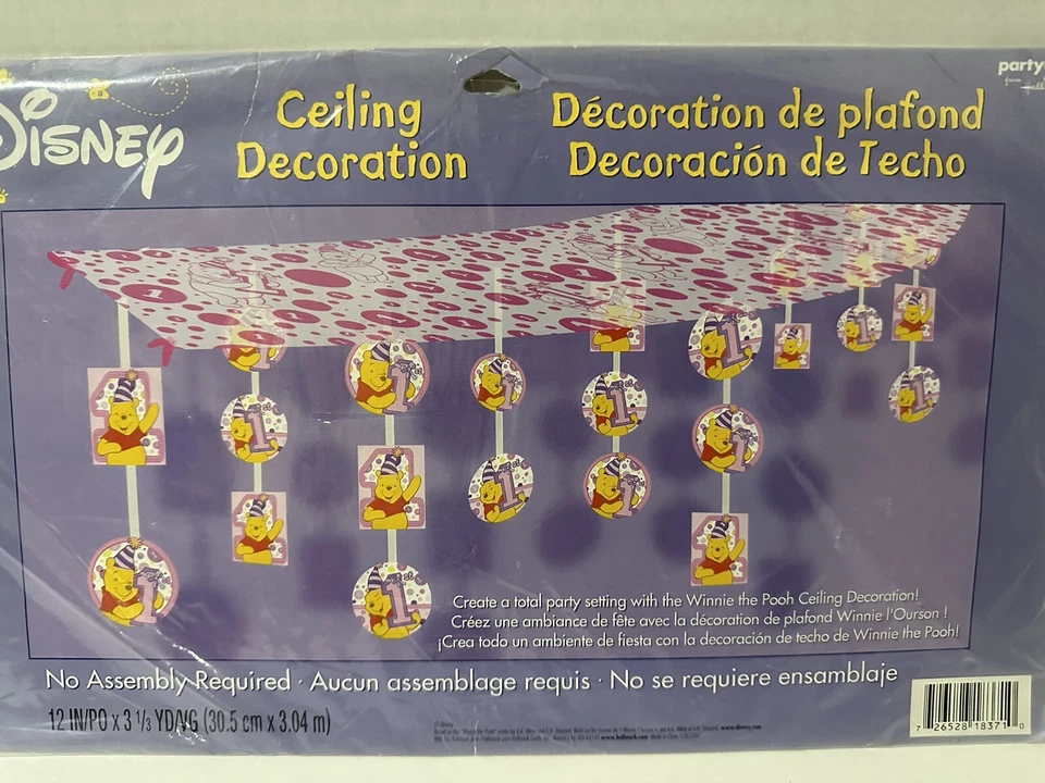 Disney Winnie the Pooh Techo Fiesta Decoración 1er Cumpleaños Rosa de Hallmark Foto 4 de 4