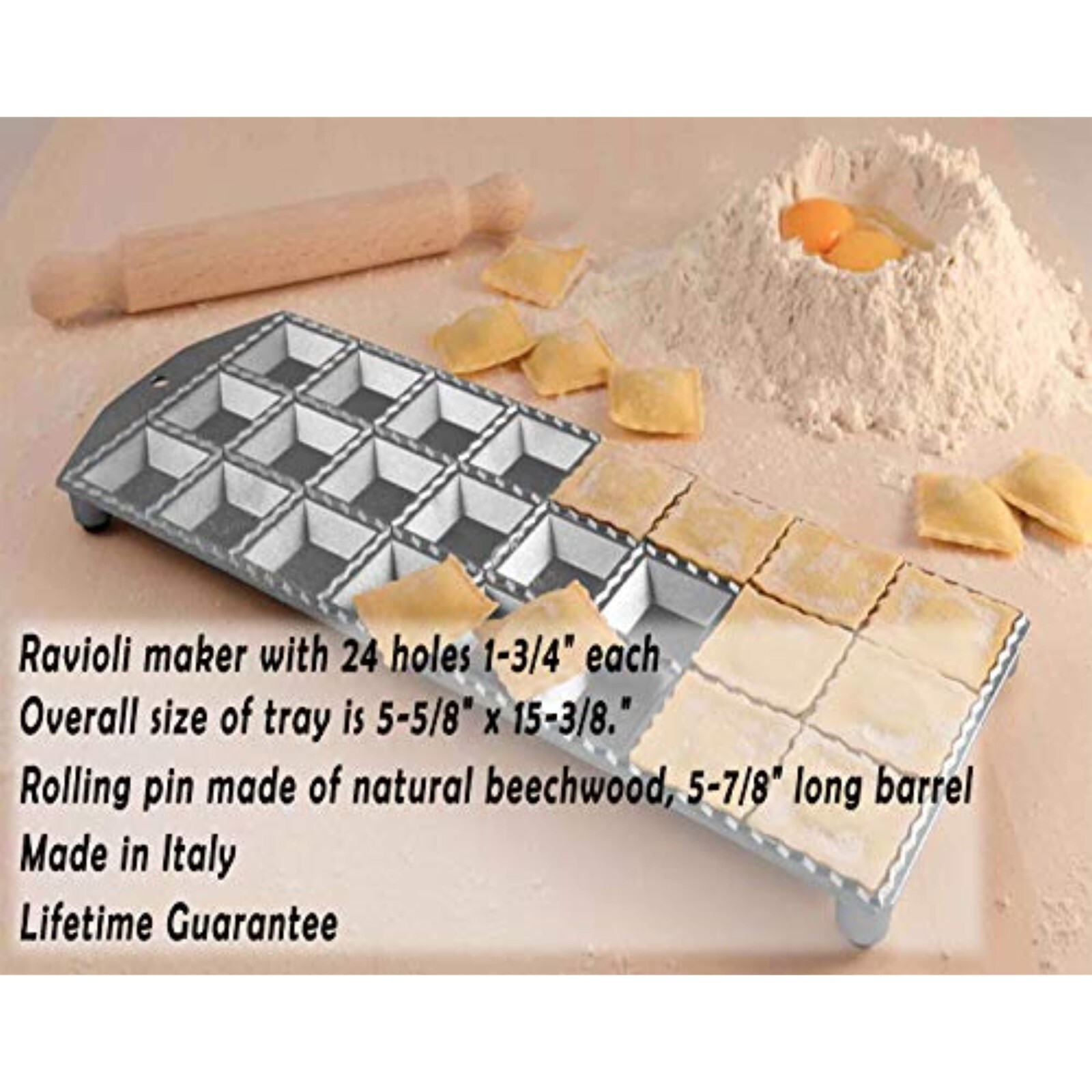 Ravioli Dumpling Pierogi Maker Set Mold Press Rolling Pin Strainer