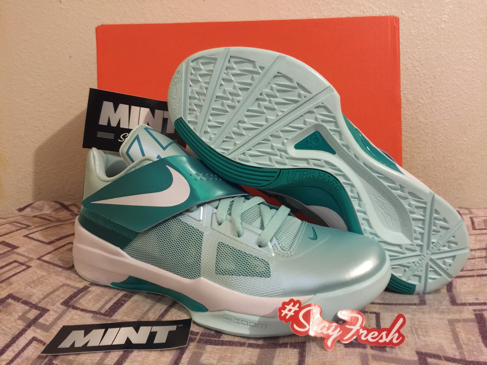 Nike Zoom KEVIN DURANT KD IV 4 EASTER MINT CANDY Fresh Ds 473679-301 Sz 10 New Nike Zoom KEVIN DURANT KD IV 4 EASTER MINT CANDY Fresh Ds 473679-301 Sz 10 New