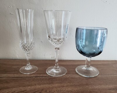 Lot of 3 Vintage Drinking Glasses Different Styles