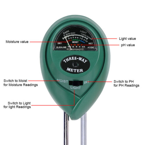 3 in1 Soil Tester Water PH Moisture Light Test Meter Kit Garden Plant Flower - Picture 7 of 12