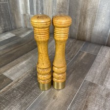 Set Of VINTAGE 10  WOOD SALT SHAKER AND PEPPER GRINDER Wooden- USED