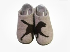 L.L. Bean Sz 7 Women's Daybreak Scuffs, Motif Brown Wool Dog Slippers Womans