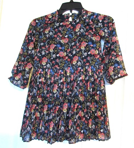 Girl's MAYORAL Dress Sheer Floral Fabric Fully Lined Pleated Skirt Size 6
