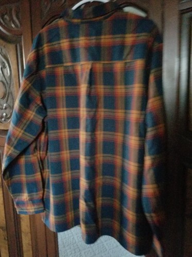 New Men's XL Shirt Handsome Woven Plaid In Oranges, Red, Black Rugged Look - Picture 4 of 23