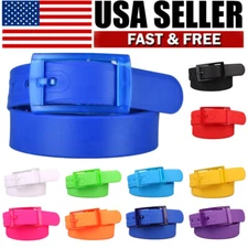 Adjustable Cut to Fit Rubber Plastic Jelly Silicone Casual Belt With Buckle USA